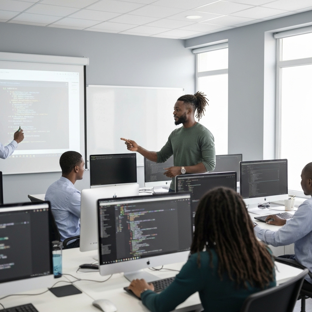 Bernard conducting training session