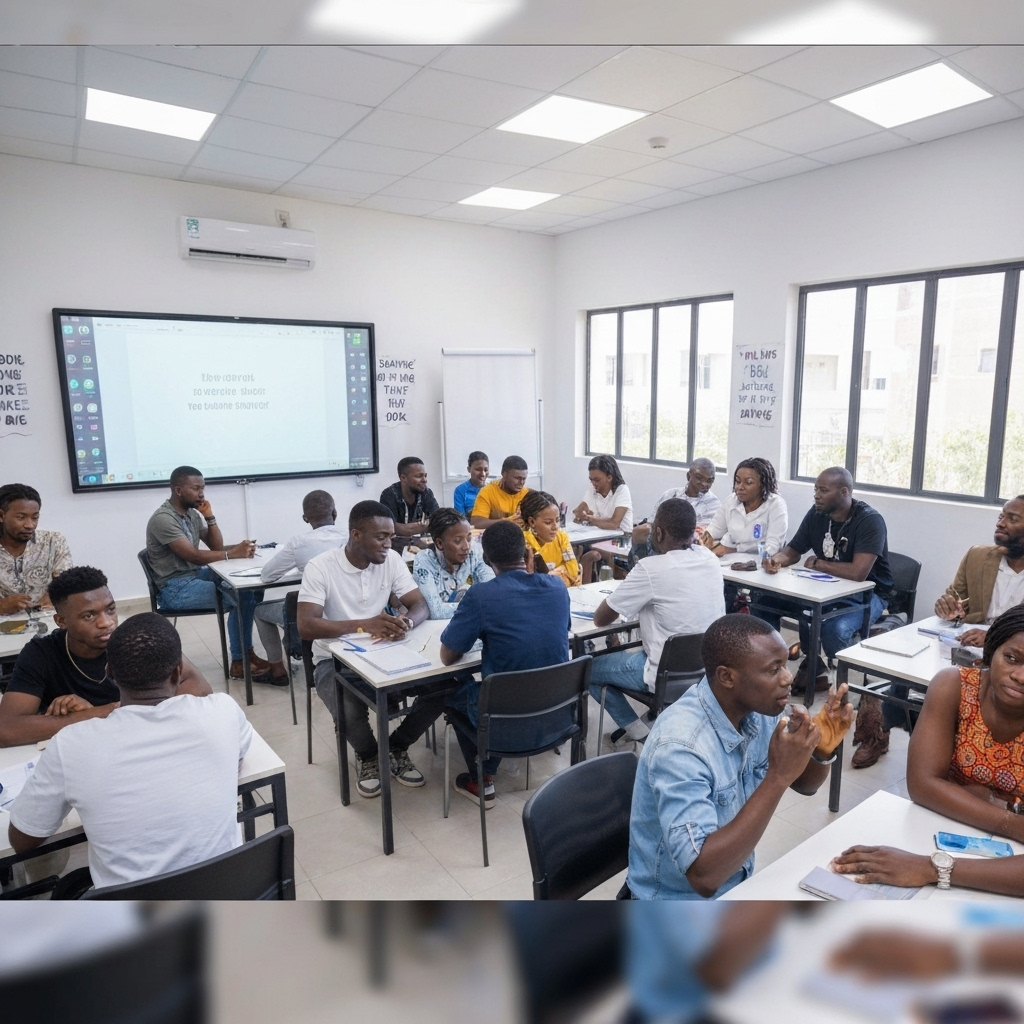Modern training classroom with Nigerian students